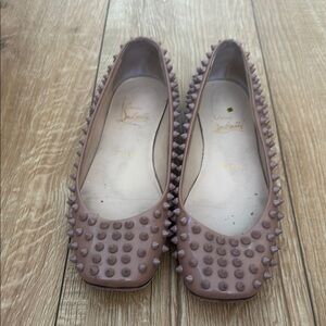 Christian Louboutin Spiked Flats in Taupe